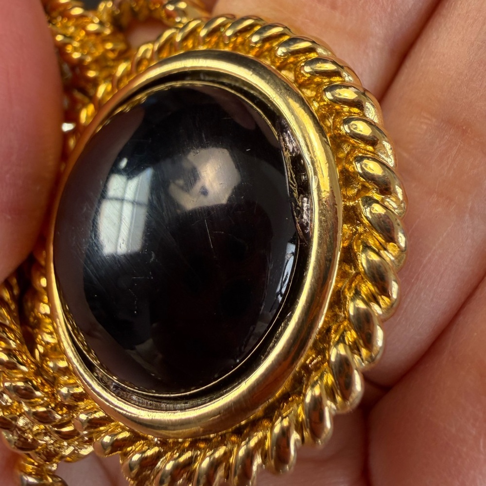 Vintage Couture Choker – Black Cabochon & Torade Bar-and-Link Chain – 140g - Picture 12 of 15